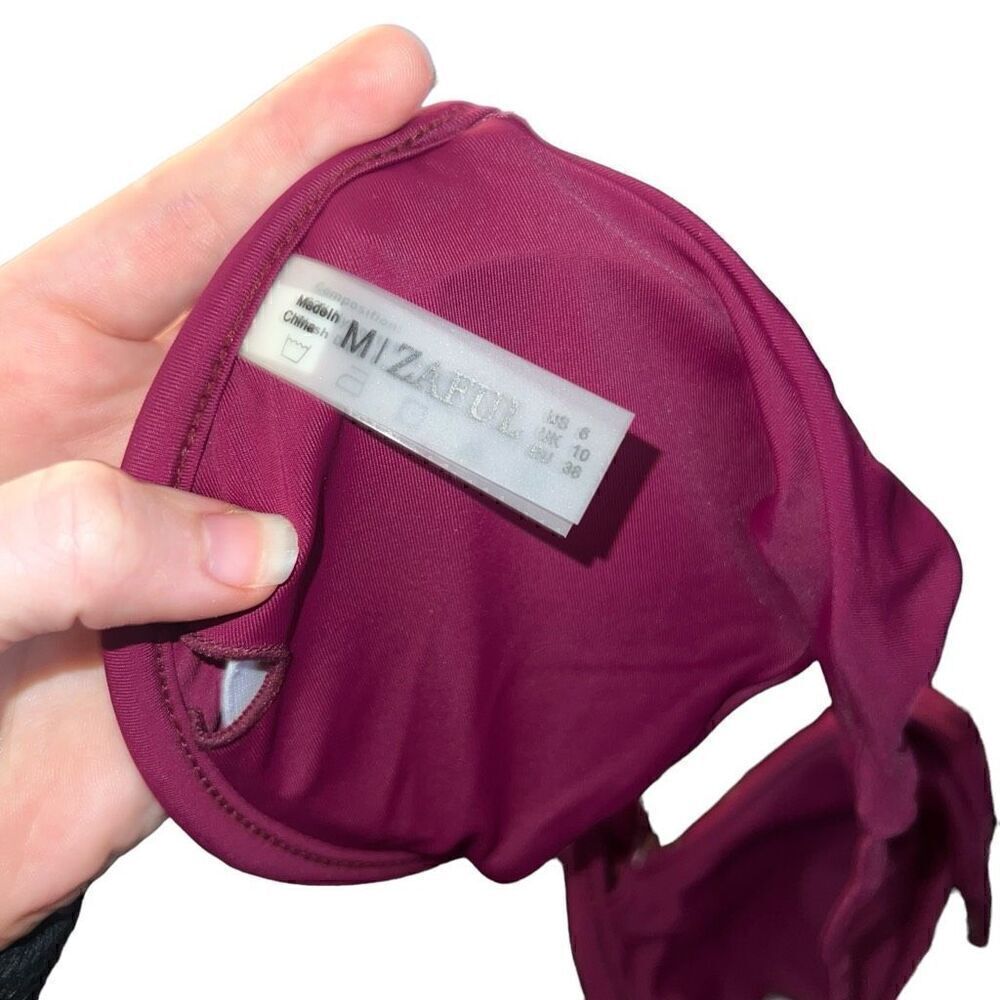 NWT ZAFUL Maroon Bikini Top Size 6 - Picture 5 of 5